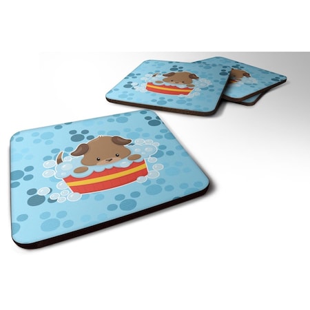 Puppy Taking A Bath Foam Coasters - Set Of 4